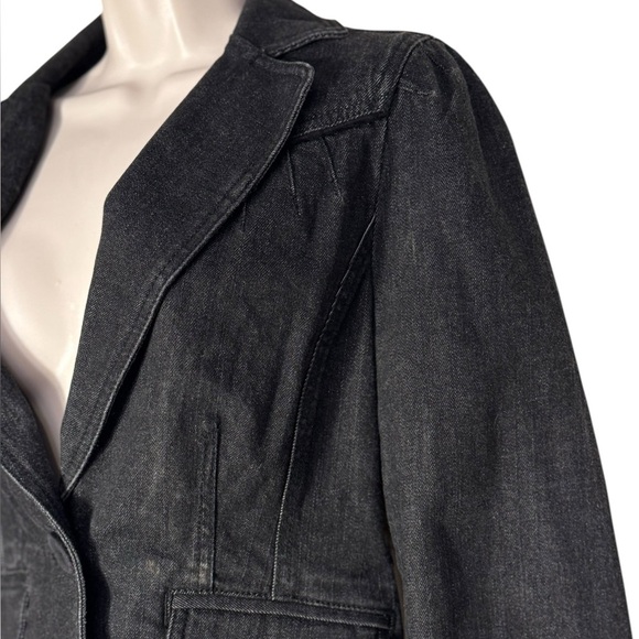 Ann Taylor LOFT Size 8 Denim Cotton Blend Black Jean Blazer Jacket - Picture 4 of 14